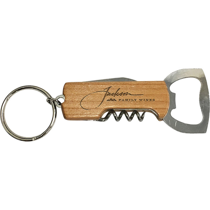 Wood Bottle Opener & Corkscrew Combo